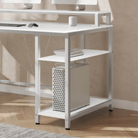 Sikaic 68.9" L Shaped Corner Computer Desk with  Tiltable Drawing Desktop White