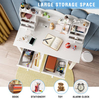 Sikaic Small White Writing Desk Makeup Dressing Table with Hutch and USB Ports