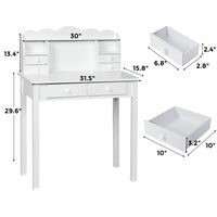 Sikaic Small White Writing Desk Makeup Dressing Table with Hutch and USB Ports