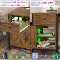 Sikaic 63" L Shaped Convertible Computer Office Desk with Drawer Power Strip Storage Cabinet Rustic Brown