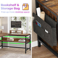 Sikaic 63" L Shaped Convertible Computer Office Desk with Drawer Power Strip Storage Cabinet Rustic Brown