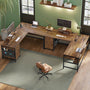 Sikaic 63" L Shaped Convertible Computer Office Desk with Drawer Power Strip Storage Cabinet Rustic Brown
