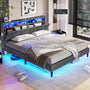 Sikaic Sikaic Queen Size LED Bed Frame with Shelf Storage Headboard