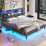 Sikaic Sikaic Queen Size LED Bed Frame with Shelf Storage Headboard