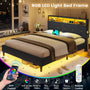 Sikaic Sikaic Queen Size LED Bed Frame with Shelf Storage Headboard