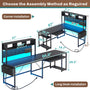 Sikaic L Shaped Reversible Gaming Desk with Power Outlets Keyboard Tray Black