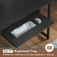 Sikaic L Shaped Reversible Gaming Desk with Power Outlets Keyboard Tray Black