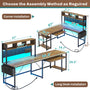 Sikaic L Shaped Reversible Gaming Desk With Power Outlets Keyboard Tray Rustic Brown