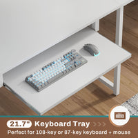 Sikaic L Shaped Reversible Gaming Desk With Power Outlets Keyboard Tray White