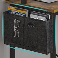 Sikaic L Shaped Reversible Gaming Desk With Power Outlets Keyboard Tray Rustic Brown