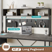 Sikaic L Shaped Reversible Gaming Desk With Power Outlets Keyboard Tray Grey