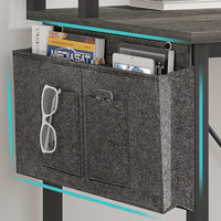 Sikaic L Shaped Reversible Gaming Desk With Power Outlets Keyboard Tray Grey