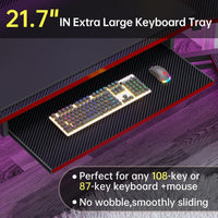 Sikaic 79" L Shaped LED Gaming Desk with 2 Fabric Drawers Storage Shelf Black&Red