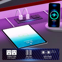 Sikaic 79" L Shaped LED Gaming Desk with 2 Fabric Drawers Storage Shelf Black&Red