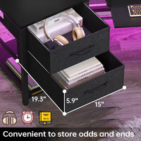 Sikaic 79" L Shaped LED Gaming Desk with 2 Fabric Drawers Storage Shelf Black