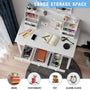 Sikaic Solid Pine Wood Legs Writing Desk with USB Port Hutch 7 Drawers White