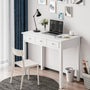 Sikaic Solid Pine Wood Legs Writing Desk with USB Port Hutch 7 Drawers White
