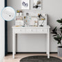Sikaic Solid Pine Wood Legs Writing Desk with USB Port Hutch 7 Drawers White