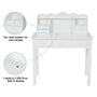 Sikaic Solid Pine Wood Legs Writing Desk with USB Port Hutch 7 Drawers White