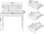 Sikaic Solid Pine Wood Legs Writing Desk with USB Port Hutch 7 Drawers White