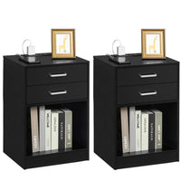 Sikaic 2Pcs Nightstand with Charging Station Drawers Bedside Table Black
