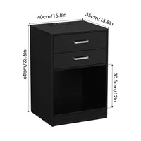 Sikaic 2Pcs Nightstand with Charging Station Drawers Bedside Table Black