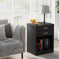 Sikaic 2Pcs Nightstand with Charging Station Drawers Bedside Table Black