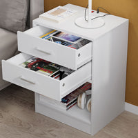 Sikaic 2Pcs Nightstand with Charging Station Drawers Bedside Table White