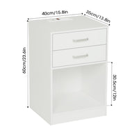 Sikaic 2Pcs Nightstand with Charging Station Drawers Bedside Table White
