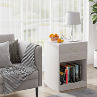 Sikaic 2Pcs Nightstand with Charging Station Drawers Bedside Table White
