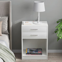 Sikaic 2Pcs Nightstand with Charging Station Drawers Bedside Table White