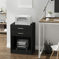 Sikaic 2Pcs Nightstand with Charging Station Drawers Bedside Table Black