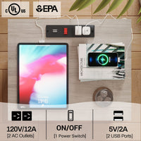 Sikaic 2Pcs Nightstand with Charging Station Drawers Bedside Table Grey