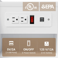 Sikaic Nightstand with Charging Station Hutch & Storage Drawers White