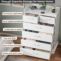 Sikaic Dressers 6 Drawers Dresser Wooden Vertical Large Capacity Storage Chest White