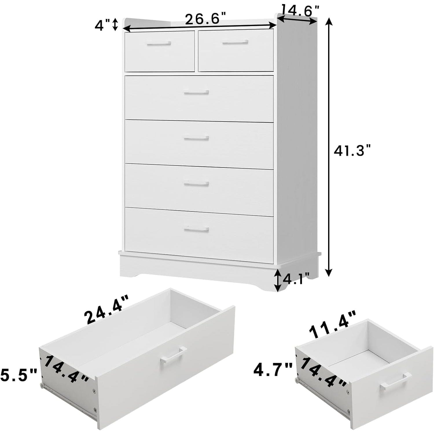 White 6 Drawers Dresser with Vertical Storage | Sikaic White 6 Drawers Dresser with Vertical Storage | Sikaic