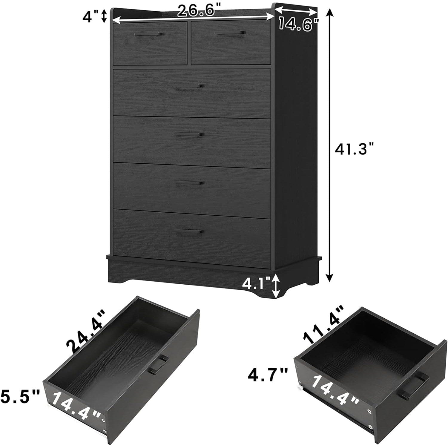 Sikaic Chest of Drawers 6 Drawers Dresser with Vertical Large Storage Black Modern Sikaic Chest of Drawers 6 Drawers Dresser with Vertical Large Storage Black Modern