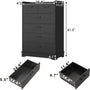Sikaic Dressers 6 Drawers Dresser Wooden Vertical Large Capacity Storage Chest Black