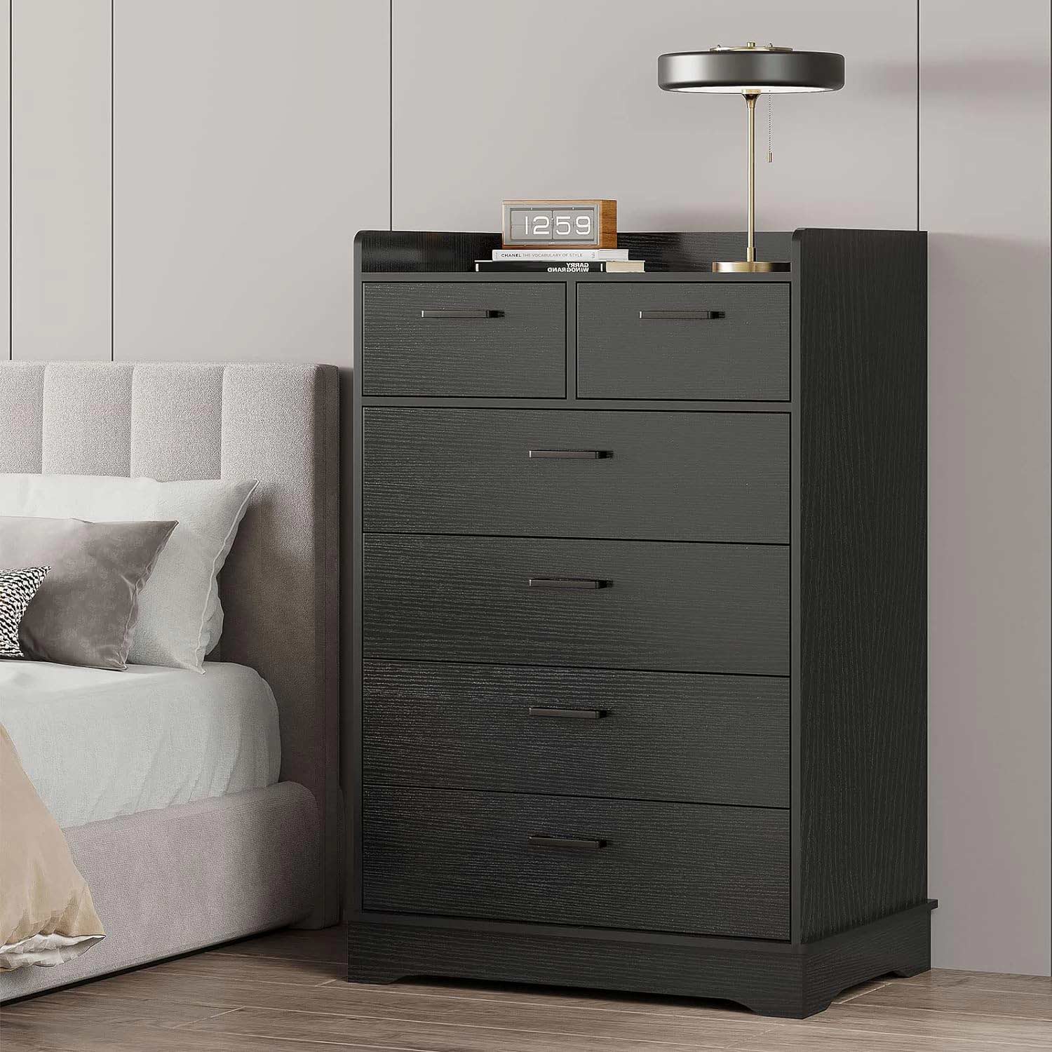 Sikaic Chest of Drawers 6 Drawers Dresser with Vertical Large Storage Black Modern Sikaic Chest of Drawers 6 Drawers Dresser with Vertical Large Storage Black Modern