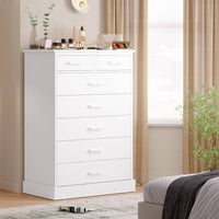 Sikaic Dressers 7 Drawers Dresser With Sturdy Base Storage Cabinet White