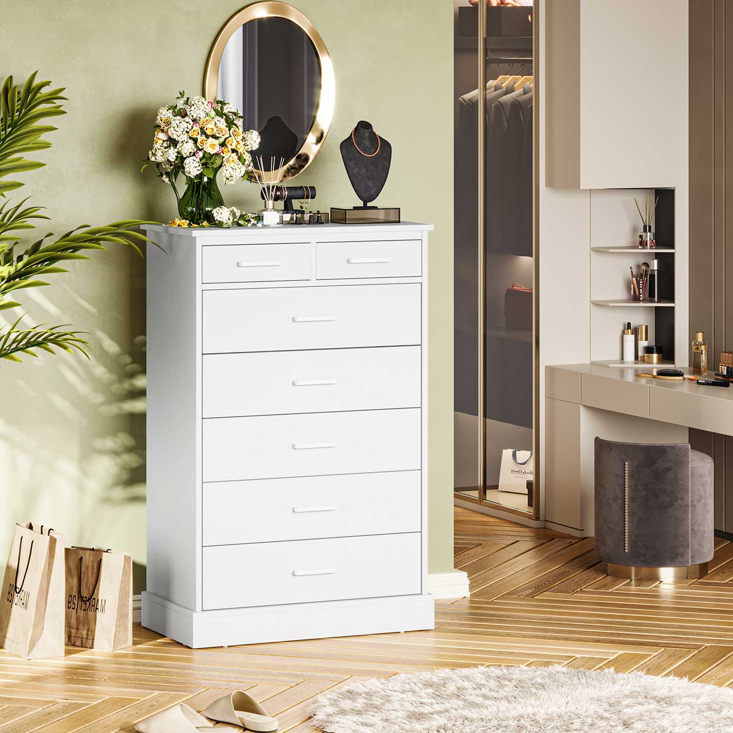 Sikaic 7 Drawers Dresser White Sikaic 7 Drawers Dresser White