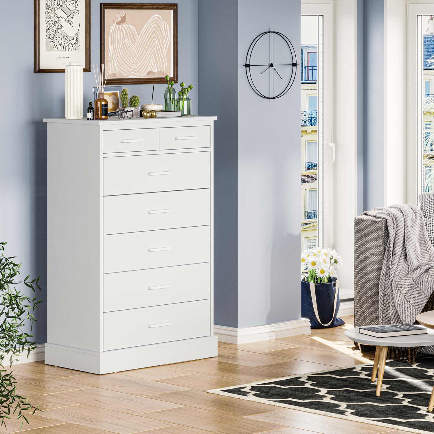 Sikaic 7 Drawers Dresser White Sikaic 7 Drawers Dresser White