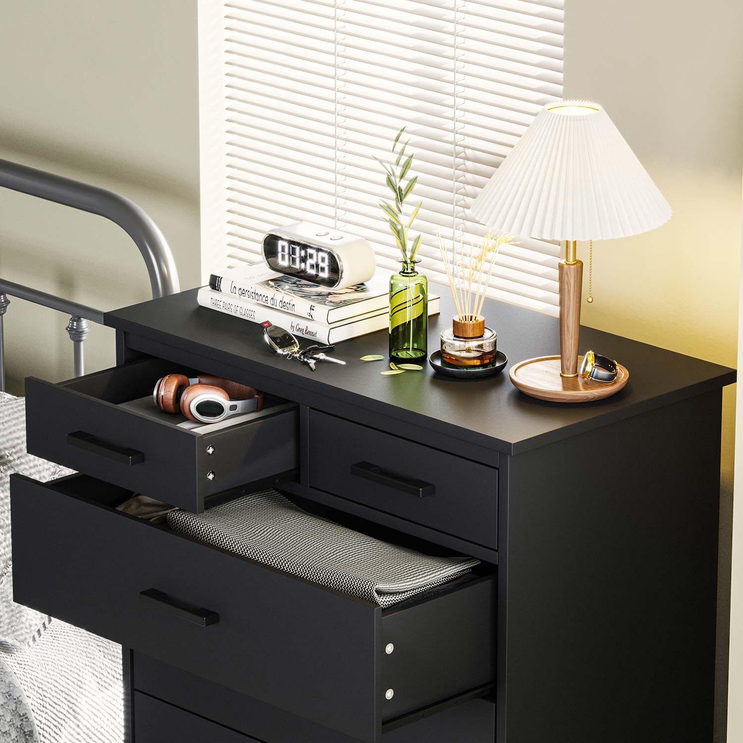 Sikaic 7 Drawer Tall Dresser, Vertical Storage Chest of Drawers for Bedroom, Modern Furniture, Black Sikaic 7 Drawer Tall Dresser, Vertical Storage Chest of Drawers for Bedroom, Modern Furniture, Black