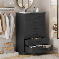 Sikaic Dressers 7 Drawers Dresser With Sturdy Base Storage Cabinet Black