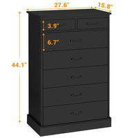 Sikaic Dressers 7 Drawers Dresser With Sturdy Base Storage Cabinet Black
