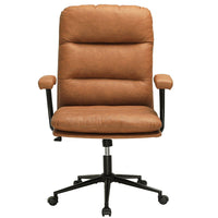 Sikaic Office Chairs Leather Office Chair with Arms Adjustable Back 40° Brown