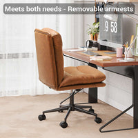 Sikaic Office Chairs Leather Office Chair with Arms Adjustable Back 40° Brown