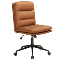 Sikaic Office Chairs Leather Office Chair with Arms Adjustable Back 40° Brown