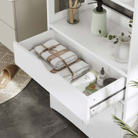 Sikaic Storage Cabinets & Lockers Multifunctional Storage Cabinet with Microwave Space Drawer White