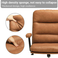 Sikaic Office Chairs Leather Office Chair with Arms Adjustable Back 40° Brown